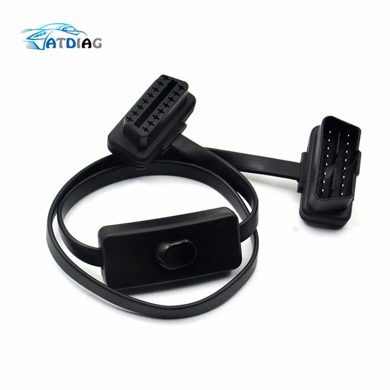 С переключателем OBD2 разветвитель 2 в 1 кабель-удлинитель для ультра-тонкий локоть Лапша кабель диагностический Соединительный кабель для автомобиля