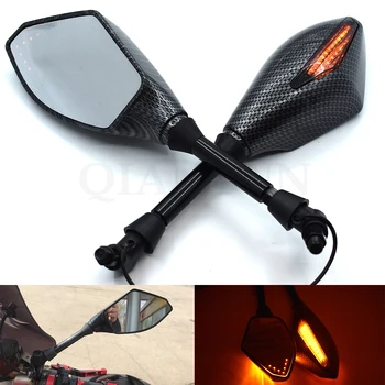 

Motorcycle Rearview Mirrors Black With LED Turn Signal Integrated Mirrors for Kawasaki ZX6R ZX636 Z1000 Z750R Z1000SX NINJA 1000