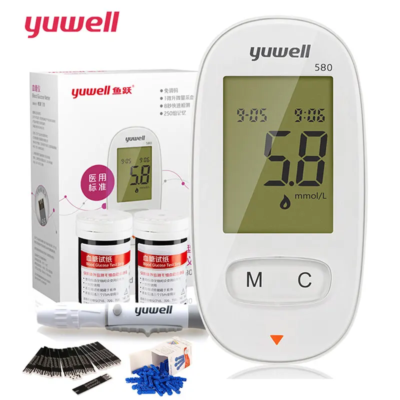 

Yuwell Blood Glucose Meter Test Strips Blood Lancet Pen 100pcs Detection Diabetic Patients Glucometer Tester Medical Equipment