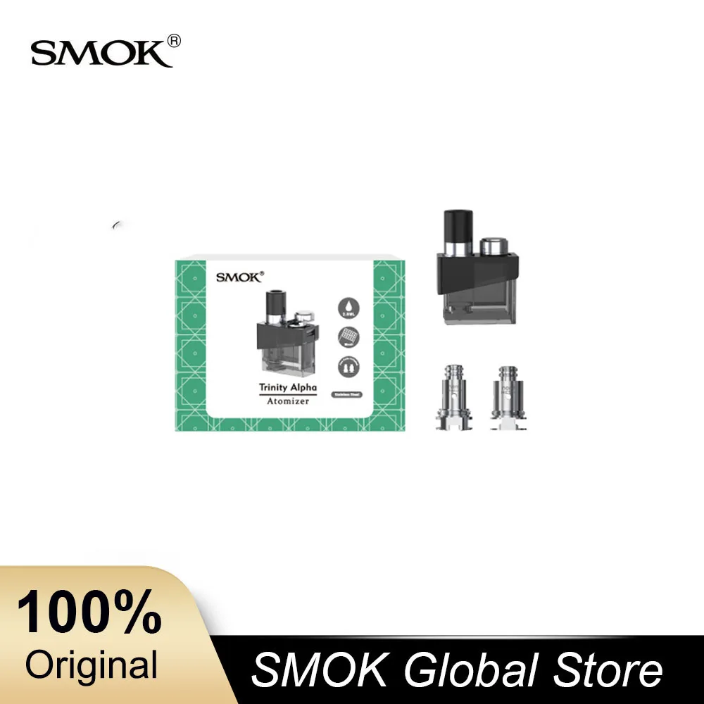 

1pc Original Smok Trinity Alpha Replacement Empty Pod 2.8ml Capacity With 2pcs Smok Nord Mesh Coil Electronic Cigarette Vape Pod