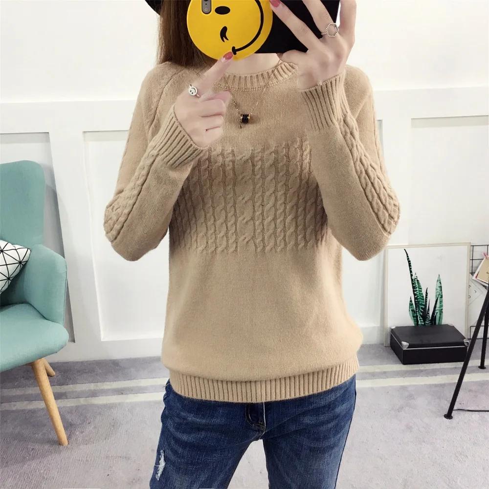 2016 New Women's Warm Spring and Autumn Winter Sweater Solid Female Casual Sleeved Pullover Sweaters