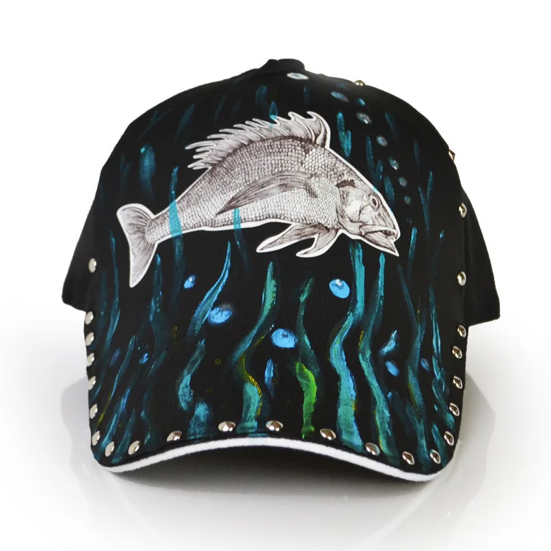 

NEW Baseball Cap Snapback Men Women Visor Caps Dad Bone Black Couple Lover Hip Hop Original Hand Fish Pattern Hats