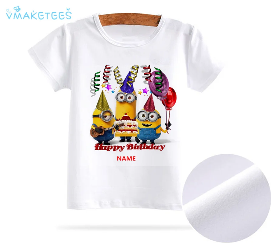 Футболка для мальчиков и девочек с мультяшным принтом «День рождения» Детская забавная Милая футболка с человеком-пауком детская одежда с настоящим именем ooo3082