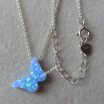 

50pcs/lot OP06 Blue 8.6x14mm Butterfly Opal Charms 925 sterling silver Butterfly Fire Opal Necklace & Pendant Butterfly Necklace