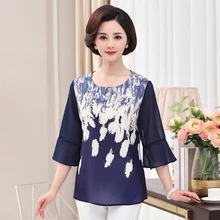 NIFULLAN Летняя женская шифоновая футболка новая мода плюс размер Одежда для мамы рукава-клеш Винтаж перья футболки топы Femme