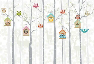 Bacaz олени деревья милая сова 3d мультфильм обои для детской комнаты 3D фотообои обои 3d мультфильм наклейки на стену