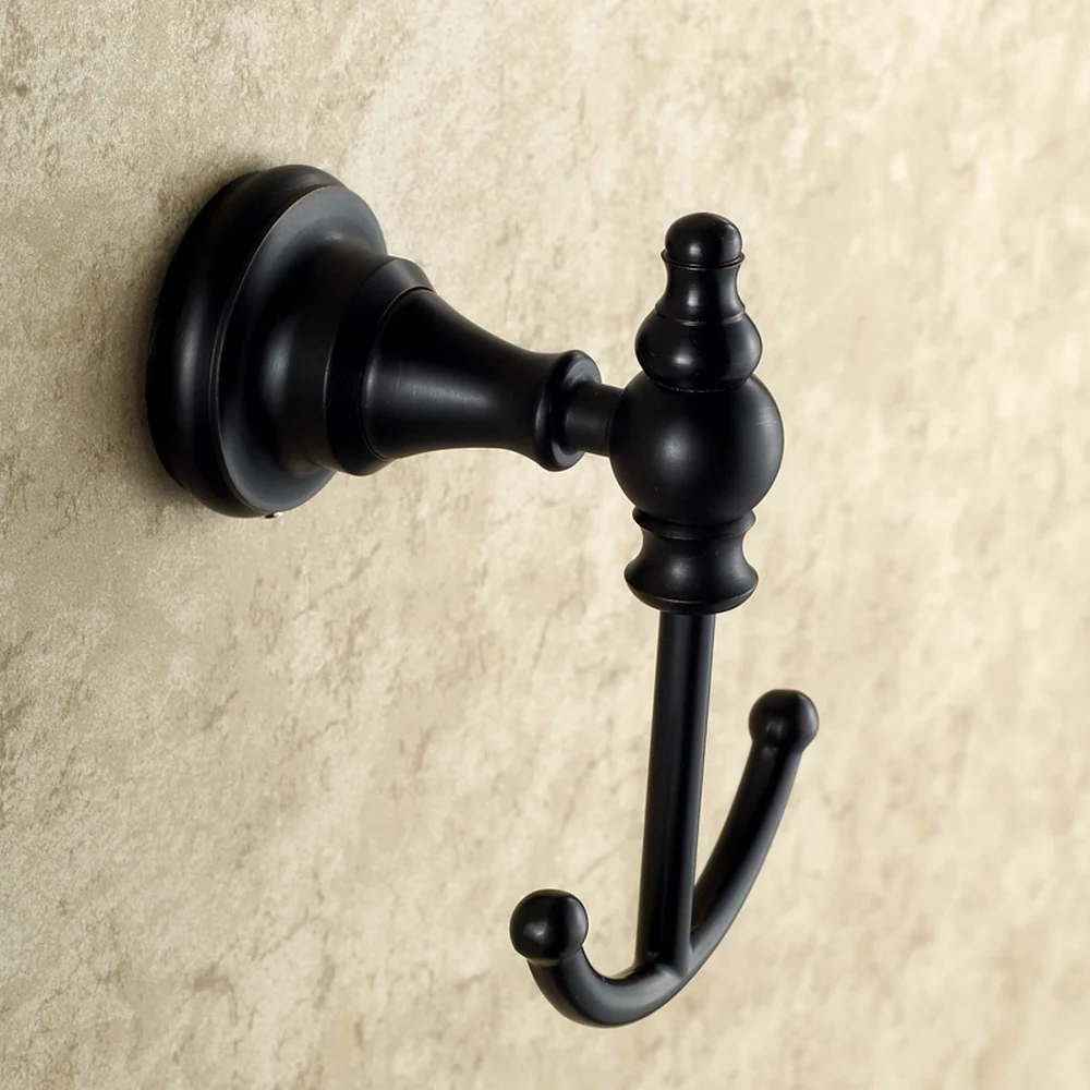 

A1 European bathroom bathroom clothes jacket single hook copper towel hook wall hanging black wx7261502