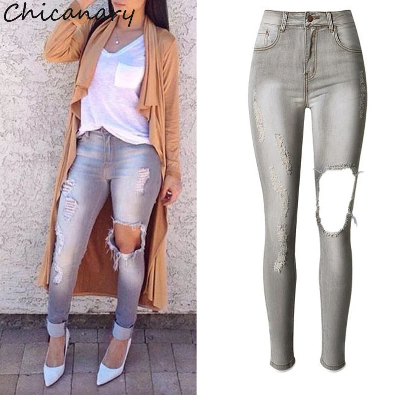 grey ripped skinny jeans womens
