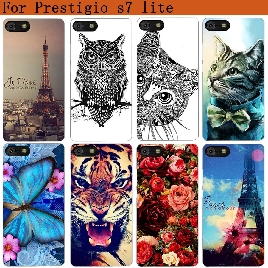 

For Prestigio Grace S7 LTE PSP7551 Duo Case PSp 7551 Duo Cover Soft Tpu Wolf Tiger Owl Rose Pattern Painted Silicone Cases