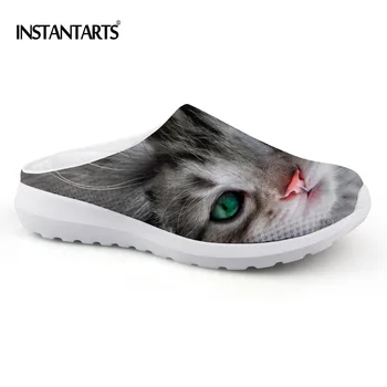 

INSTANTARTS Cute Animal Printing Summer Sandals Men Fashion Cat Dog Design Mesh Slippers for Man Stylish Breathable Beach Shoes