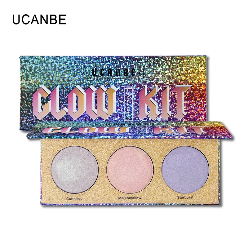 

UCANBE Shimmer Eyeshadow 3 Color Metallic Eye Shadow Palette Nude Duo Chrome Glow Kit Face Illuminator