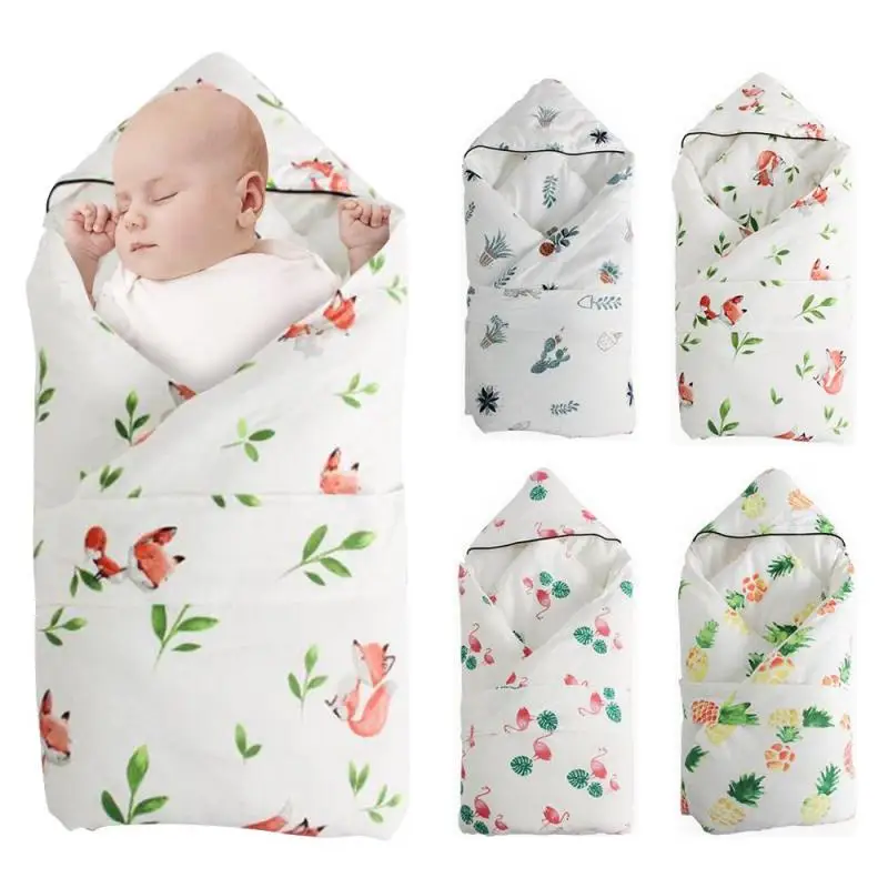 

1PC Cute Washable Baby Blanket Animal Printing Cotton Newborn Swaddling Cover with Moveable Filler Stragulum puer A4
