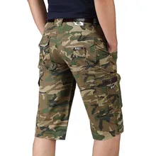 Летние камуфляжные шорты-карго, мужские шаровары с несколькими карманами, хлопковые прямые свободные мешковатые шорты в Военном Стиле, большие размеры