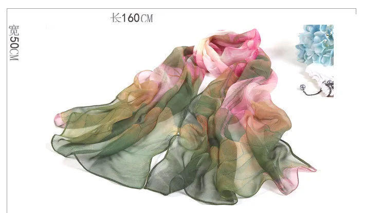 Summer Femme Scarves Scarf Scarf Women Floral Lotus Printing Long Soft Wrap Scarf Ladies Shawl Veil