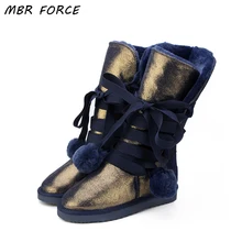 MBR FORCE Classic Women Snow Boots Leather Winter Shoes Boot bota feminina botas mujer zapatos Women's Waterproof Snow Boots