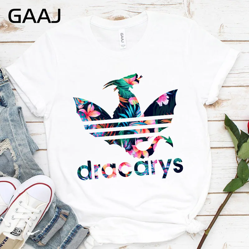 

Dracarys Shirt Game Of Thrones Women T Shirt Harajuku Mother Of Dragons King Queen Friends Kawaii Graphic Tee Top T-Shirts Woman