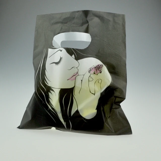 Wholesale 100pcs/lot 20x25cm Girl Design Black Plastic Bag Cute Snacks