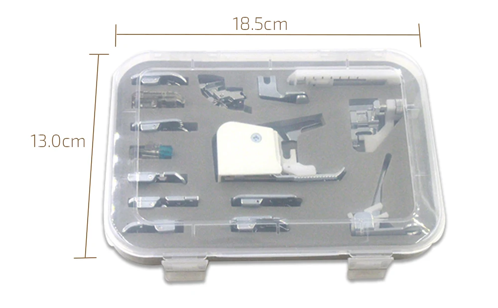 Аксессуары для бытовой швейной машины, набор прижимных лапок для ног, набор запасных частей с коробкой для Brother Singer Janome, 15 шт