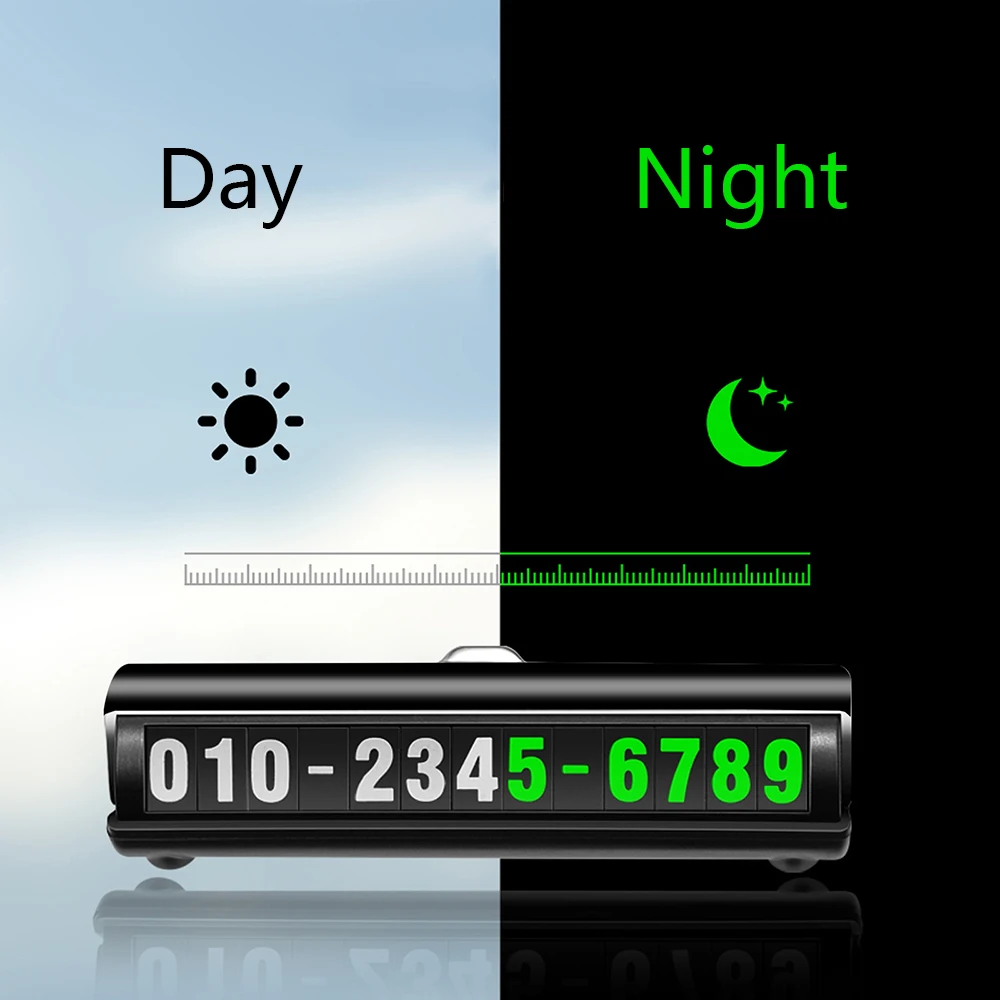 Светящаяся Автомобильная Временная парковочная Карта Поворотная Скрытая телефонная номерная табличка наклейки Ночной светильник Автостоянка стоп аксессуары