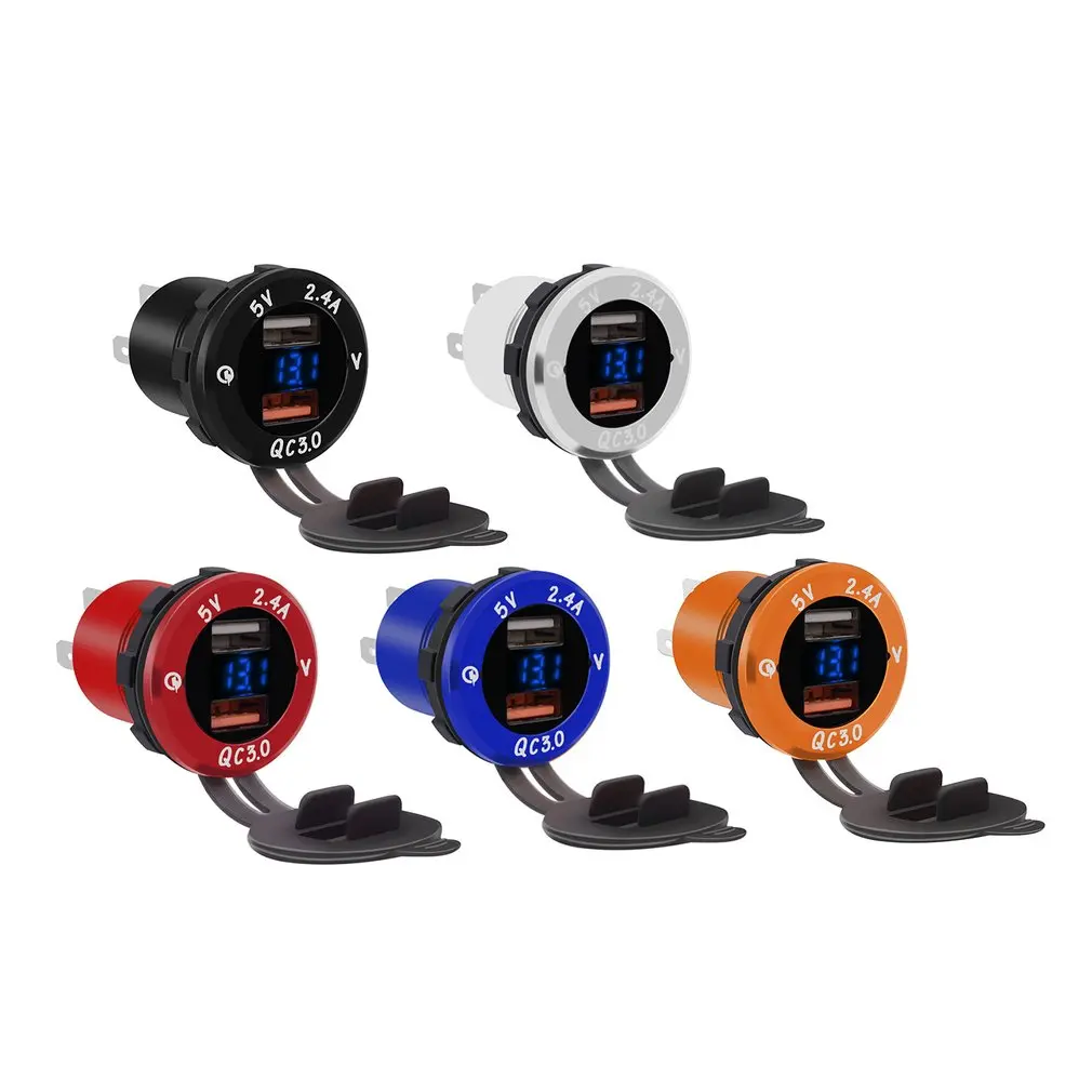 

Universal Car Charger DC12V-24V Waterproof Dual USB Charger 2 Port Power Socket QC3.0 Fast Charging USB Vehicle Charger