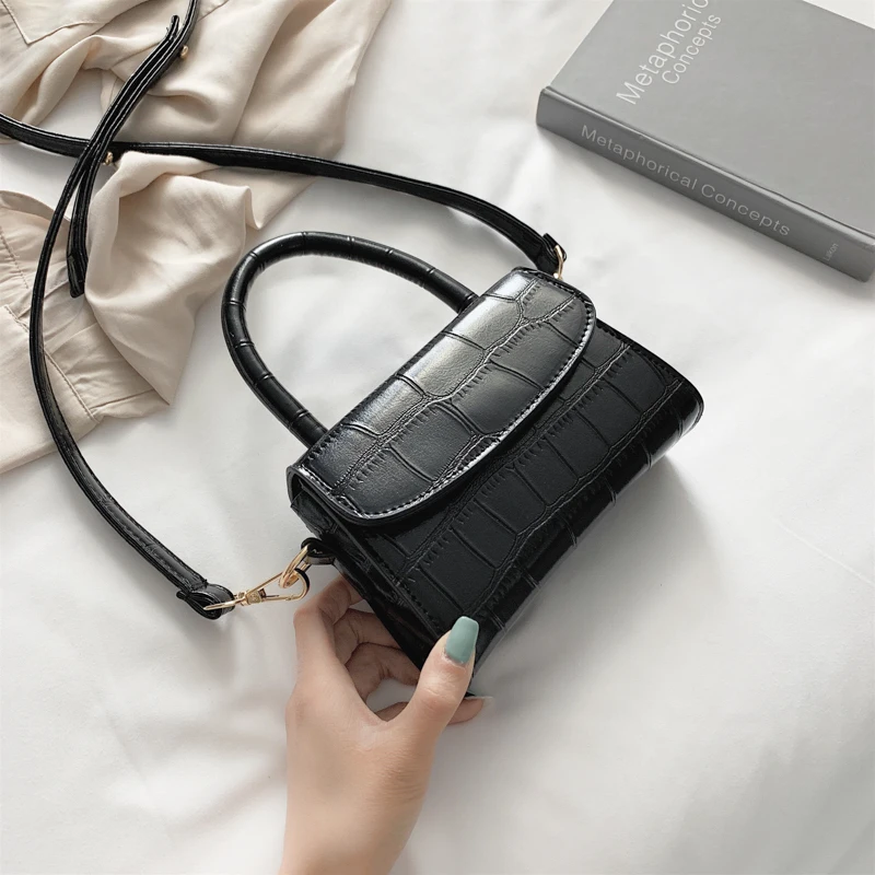 [BXX] женская сумка с крокодиловым узором, Сумка с клапаном, дизайнерская сумка через плечо, высокое качество, вечерняя сумочка-клатч, HE412 - Цвет: black