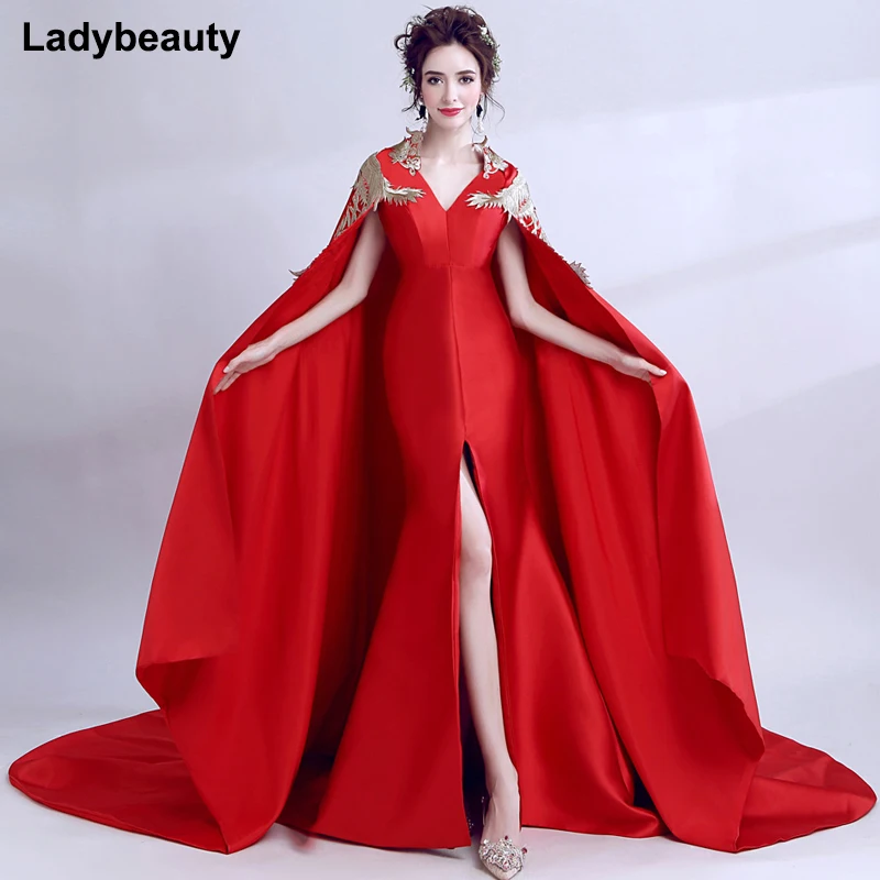 

Ladybeauty New Pink Sleeveless Yarn Shawl Evening Dress V-Neck Appliques Fashion Women Formal Evening Gowns 2018