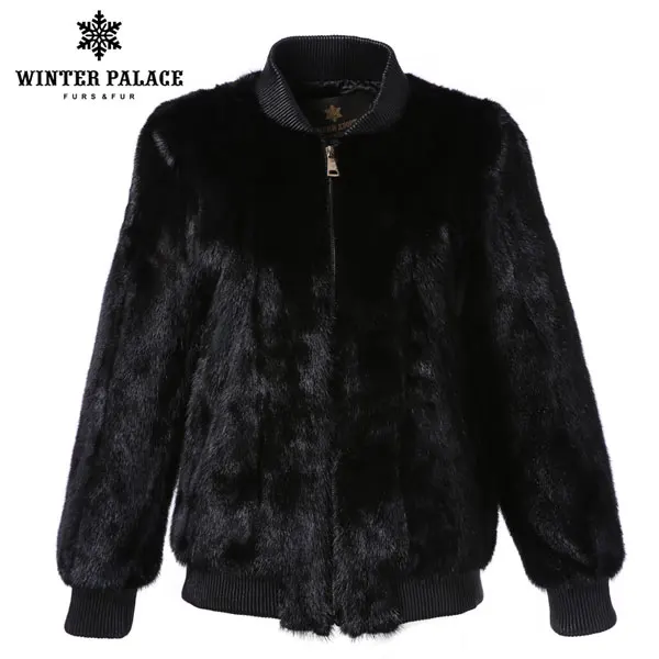 С мехом из высококачественной натуральной норки пальто с мехом - Цвет: black