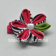 100 шт. фантазии канзаши рулеткой Заколки для волос с зеброй печатных Grosgrain ленты