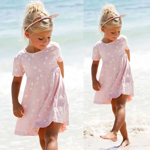 Toddler Girls Summer Dress - Cotton Short Sleeve Tutu Dress For 1-7 Years (Birthday, Beach, Casual)