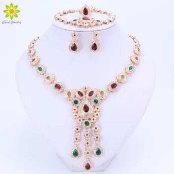 

Fashion Bridal Jewelry Sets Nigerian Wedding African Beads Jewelry Set Crystal Dubai Gold-Color Wedding Jewelry Sets
