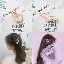 1 шт., металлические заколки для волос для женщин, металлические полые заколки-утконосы, геометрические Ромбы, золотые цветные шпильки, аксессуары для волос