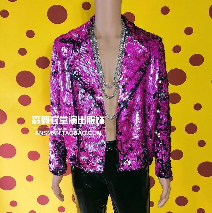 Mens Sequin Motorcycle Jacket Sequin Jacket Men Male