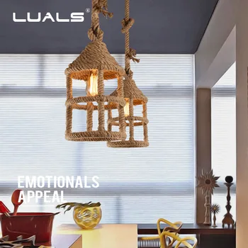 

Nordic Retro Pendant Lamp Rural Led Pendant Lights Creative Hemp Rope Edison Light Fixture Cafe Bar Hanging Lamp Indoor Lighting