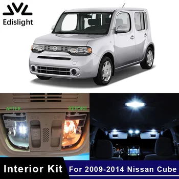 

Edislight 10Pcs White Ice Blue LED Lamp Car Bulbs Interior Package Kit For 2009-2014 Nissan Cube Map Dome Trunk Plate Light