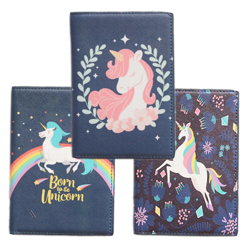 

14*10cm Fashion Cartoon Unicorn Passport Holders PU Leather ID Credit Card Casual Passport Covers Travel Document Passport Bag