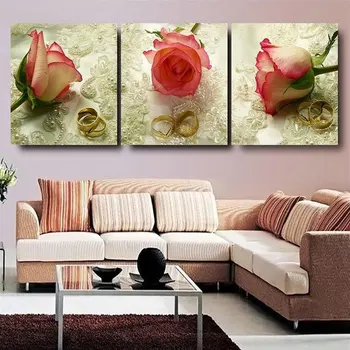 

2019 3PCS Rose & Wedding Ring Pattern Diamond Embroidery 5D DIY Diamond Painting 3D Diamond Painting Cross Stitch Mosaic Flower