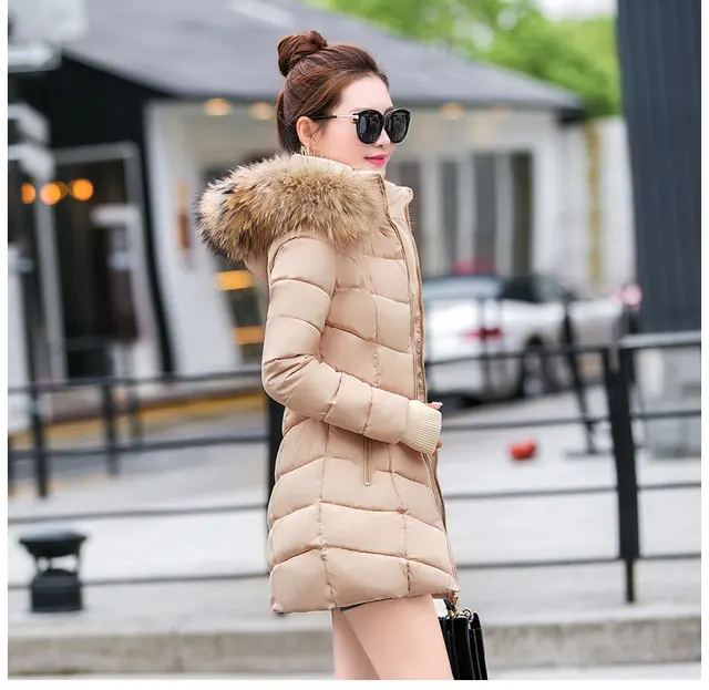 womens winter jackets and coats 2018 Parkas for women 4 Colors Wadded Jackets warm Outwear With a Hood Large Faux Fur Collar -