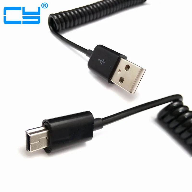 

USB 2.0 to Mini USB Cables Mini USB Coiled Spiral Spring Data Charging Adapter Cable 50cm/0.5m 200cm/2m
