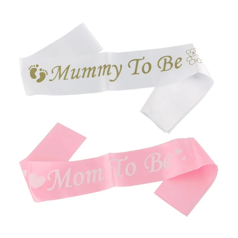 

1 PC Pink Mom To Be Letter Satin Sash Shoulder Strap New Mommy Party Gift Favors New Designs Baby Showe Crafts Supplies