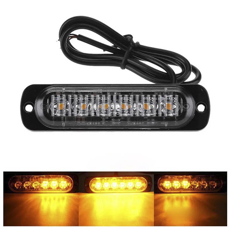 

Amber 6 LED 18W Bar Car Truck Strobe Flash Yellow Emergency Warning Light Lamp Car Vehicle Truck Motor Emergency Warning Strobe