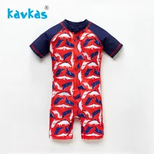 Kavkas/детский купальный костюм для мальчиков, цельный купальный костюм с принтом динозавра для маленьких мальчиков, пляжный костюм, купальный костюм с короткими рукавами