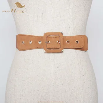 

SISHION Women 50s Elastic Stretchy Retro Waist Cinch Belt VB0044 Black Camel Wine Red Skinny Belt for Dresses Ladies Waist Belt