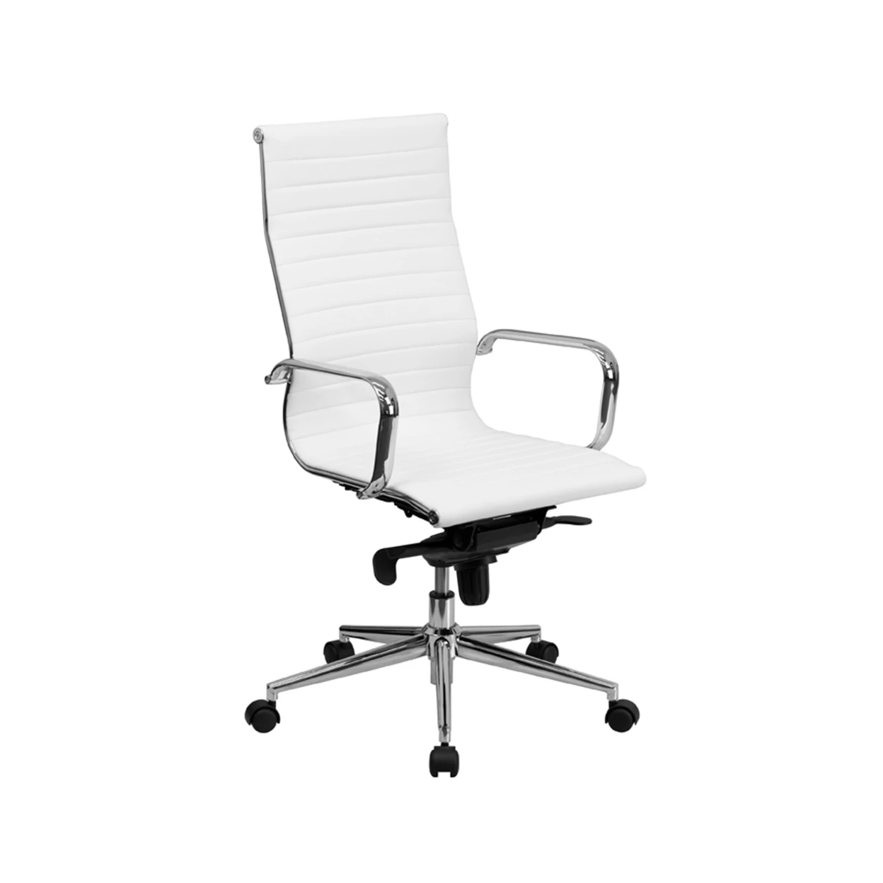 

Flash Furniture High Back White Ribbed Upholstered Leather Executive Office Chair [863-BT-9826H-WH-GG]