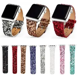 38 40 42 44 мм для Apple Watch Series 4/3/2/1 кожаный Bling Iwatch Группа наручные часы браслет на Рождество блестящие Мощность