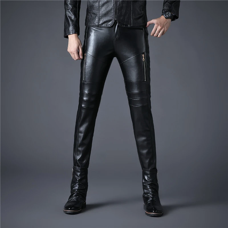 black mens leather pants