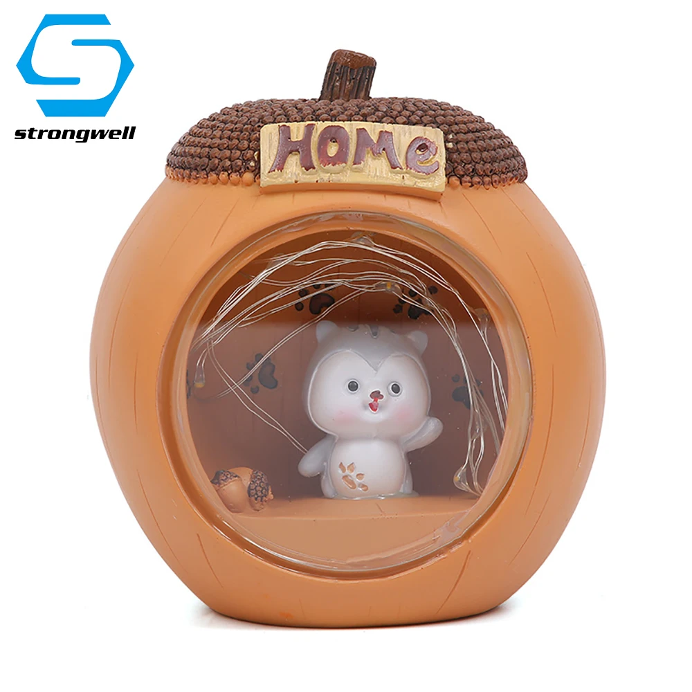 

Cartoon Apple Model Cute Mouse Light Miniatures Figurine Resin Crafts Desktop Home Decoration Accessories Borthday Gift Kids Toy