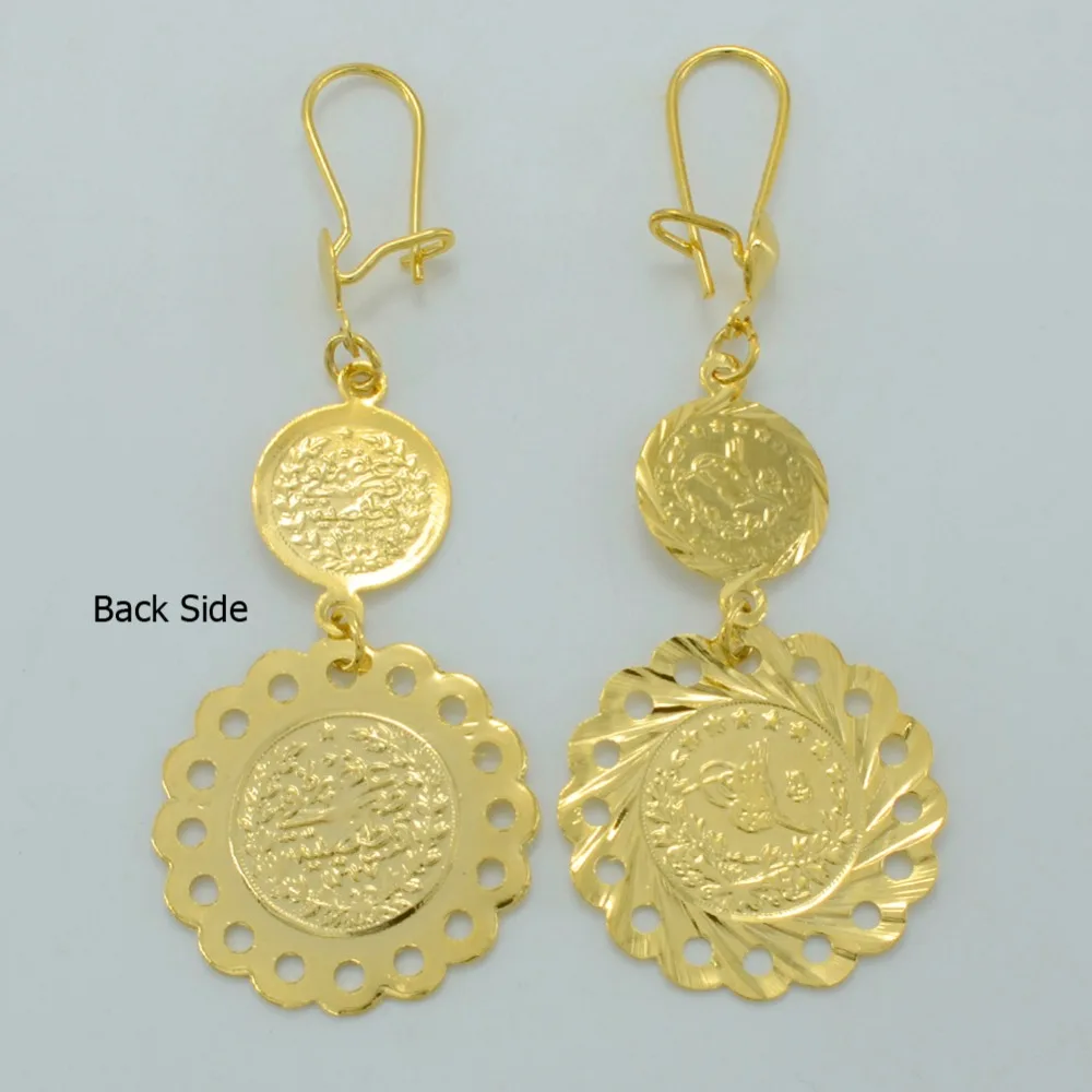 Anniyo Турция серьги в виде монет для женщин золото цвет африканский ювелирные изделия Ближний Восток турецкий#009612