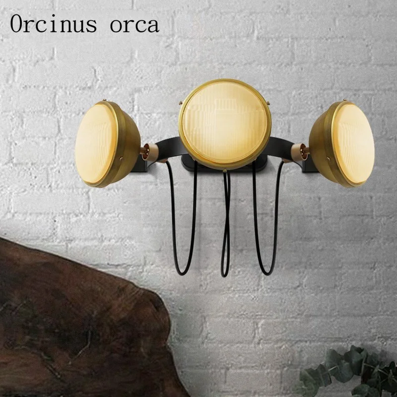 

American retro punk motorcycle wall lamp living room hallway bedroom bedside lamp industrial wind creative iron art wall lamp