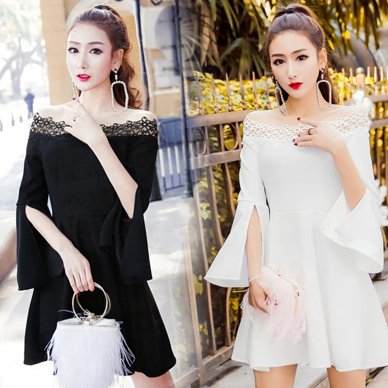 Missoov brand fashion designer Women's Clothing dresses spring sexy slash neck dress black white vestidos roupas femininas new