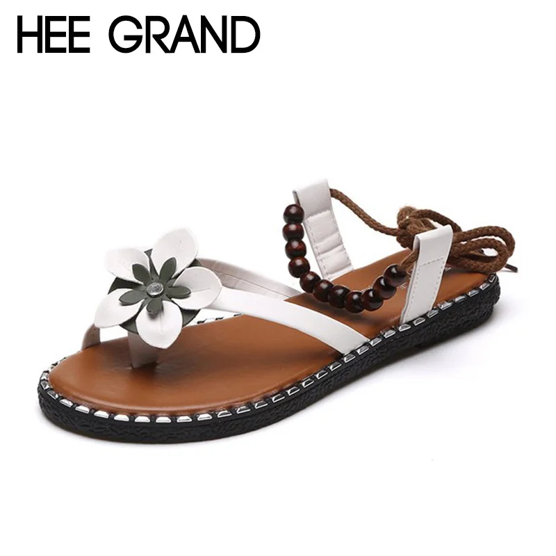 HEE GRAND/Новинка 2018 года женские сандалии с цветочным декором удобные гладиаторы на